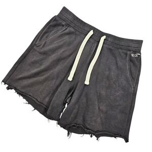 Hollister Must-Have Sweat Shorts XS Faded Black French Terry Raw Hem Drawstring